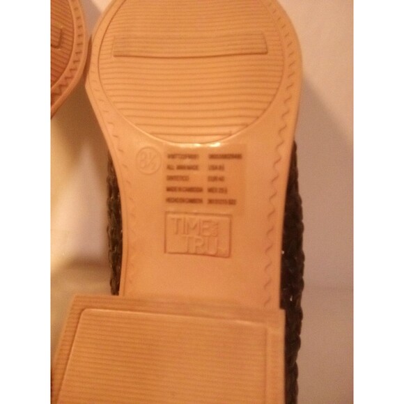 Time And Tru Black Woven Mesh Block Heel Mules Size 8.5 Slip on Backless Shoes - Picture 4 of 5